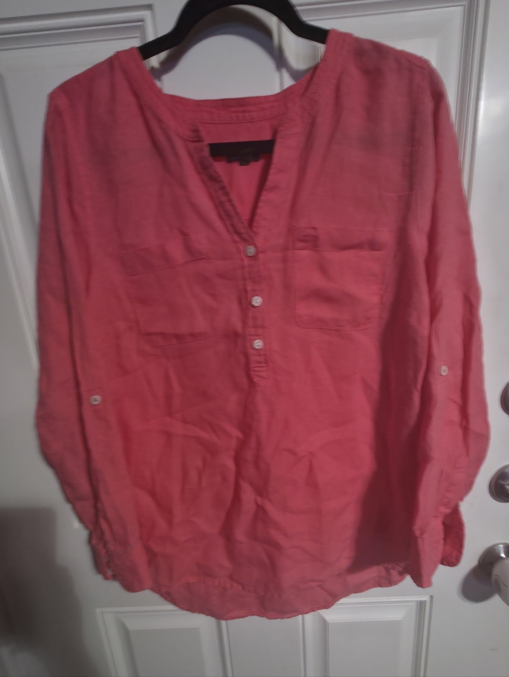 Talbots Women's Pink Long-Sleeve 100% Linen Shirt Size Medium